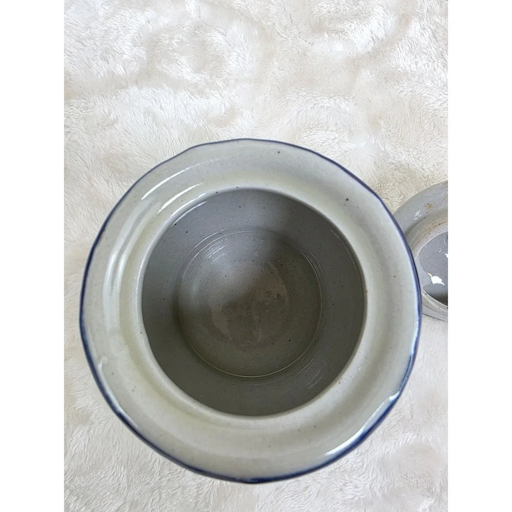 Ceramic Mug‎ Set Sugar Bowl Coffee Tea Cups Blue Rim Vintage Kitchenware